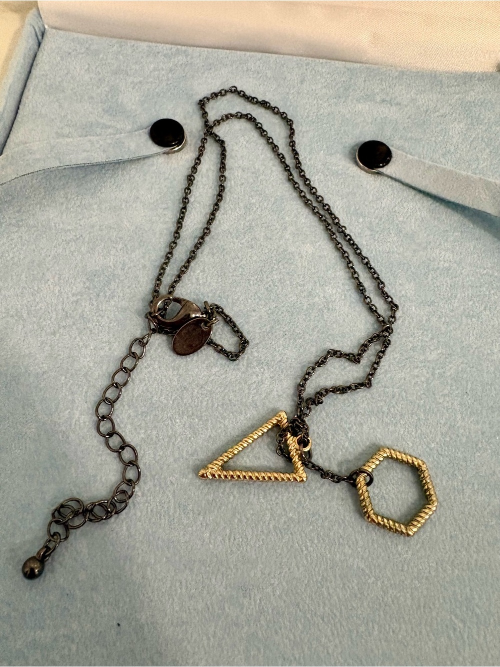 Two-Tone Geometric Pendant Necklace - Gold & Black